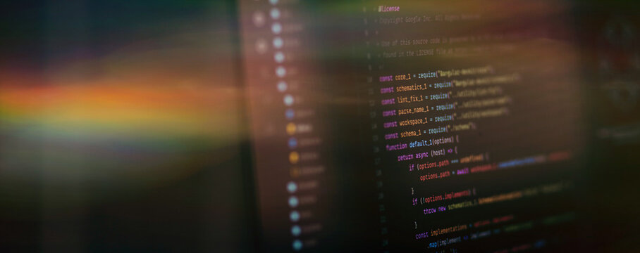 Programming code abstract screen of software developer. Computer script. 