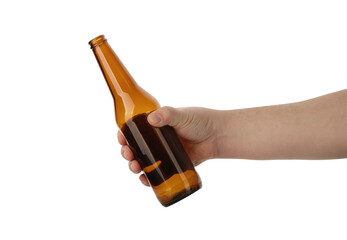 brown glass empty beer bottle isolated