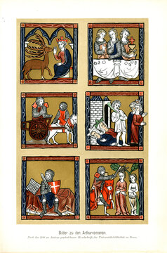 Bilder zu den Artusromanen. Nach der 1286 zu Amiens geschriebenen Handschrift
