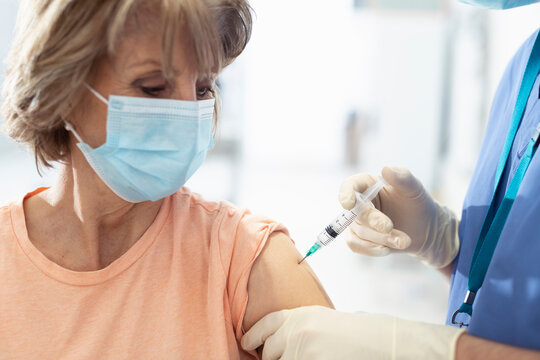 Older Woman Receiving Covid-19 Vaccination