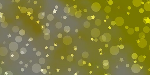 Light Green, Yellow vector layout with circles, stars.