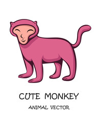 Vector illustration cartoon on a white background of a cute monkey.