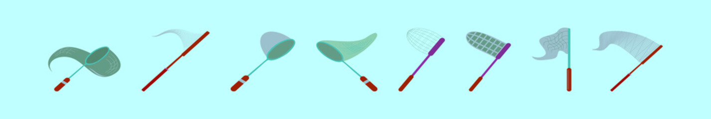 set of butterfly net cartoon icon design template with various models for logo and more. vector illustration isolated on blue background