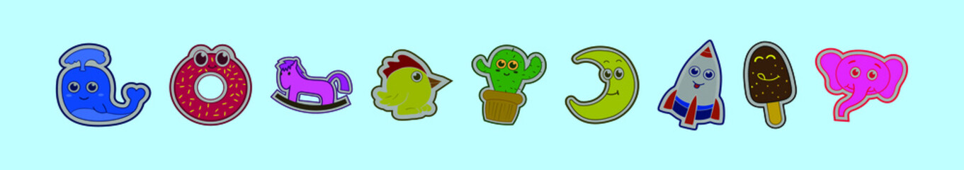 Obraz premium set of fruit fridge magnet cartoon icon design template with various models. vector illustration isolated on blue background