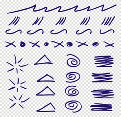 Set of Underline Strokes in Doodle Style Various Shapes