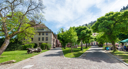 Fototapeta na wymiar The inner courtyard of the Lichtental Abbey in Baden Baden. Baden Wuerttemberg, Germany, Europe