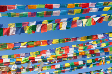 prayer flags Boudha Boudhanath stupa Kathmandu Nepal