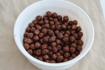 Dry chocolate breakfast for children.