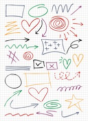 Set of Underline Strokes in Doodle Style Various Shapes