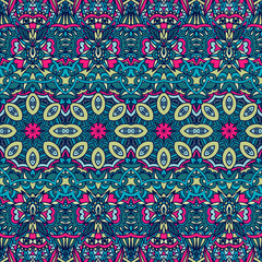 Vector seamless pattern ethnic tribal geometric psychedelic colorful print