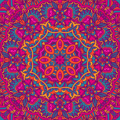 Mandala vector seamless pattern floral art. Flower medallion print.