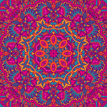 Mandala vector seamless pattern floral art. Flower medallion print.