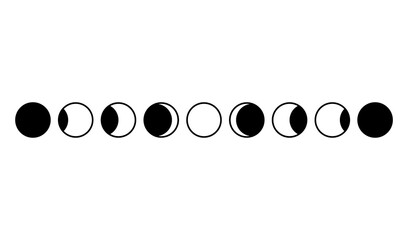 Moon icon. Moon phases astronomy icon set on white background. Vector Illustration