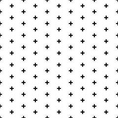 Square seamless background pattern from geometric shapes. The pattern is evenly filled with black plus symbols. Vector illustration on white background