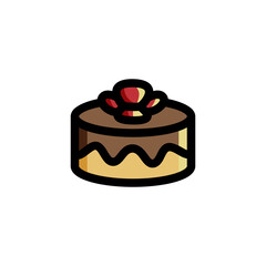 Sweet Birthday Cake Foods Icon Logo Vector Illustration. Outline Style.
