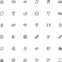 icon vector icon set such as: half, harvest, fungi, cheese, round, crispy, steak, nobody, beef, abstract, mortar and pestle line icon, power, kitchen utensil, icons, disposable, extra, mocha