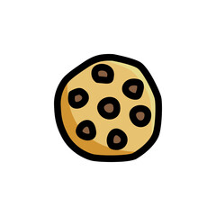 Chocolate Chips Cookies Foods Icon Logo Vector Illustration. Outline Style
