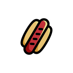 Beef Hot dog Foods Icon Logo Vector Illustration. Outline Style
