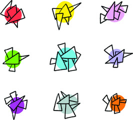 Triangle and circle Abstract Pencil Sketches for Logos or Icons