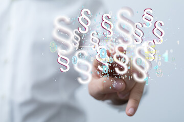 Lawyer and advocate on-line law services concept.