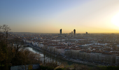 Sunrise on the city of Lyon