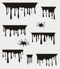 Set of Dripping blood or paint isolated on transparent background. Vector illustration for your design