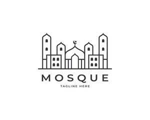 Mosque building logo design vector. Modern architecture logo design