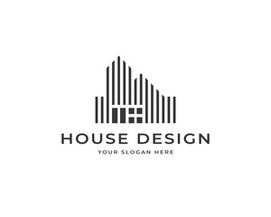 Fototapeta premium Minimalist house building logo design vector. Modern architecture logo design