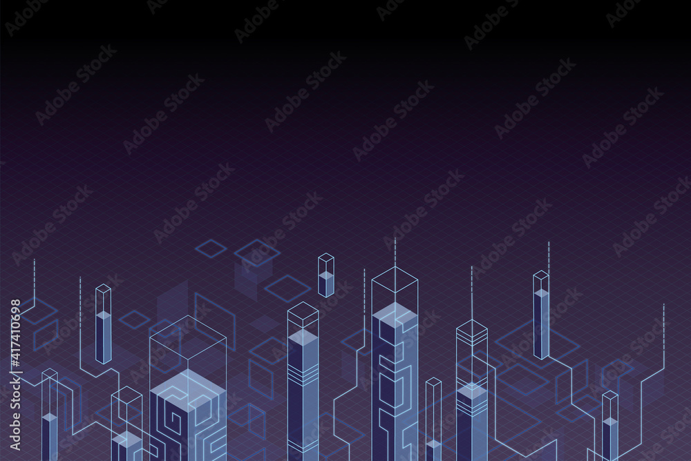 Aufkleber Abstract technology backdrop with digital geometric forms on carbon effect background