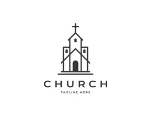 Church building logo design vector. Modern architecture logo design