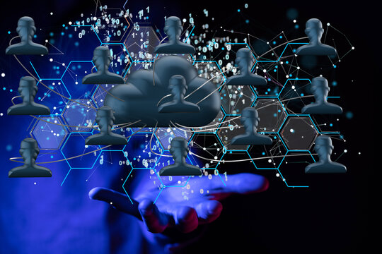 data security - Cloud technology. Integrated digital web concept background