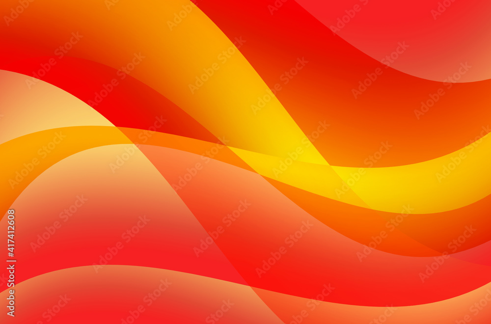 Poster red, orange and yellow abstract background with lines or waves for clean and modern graphics