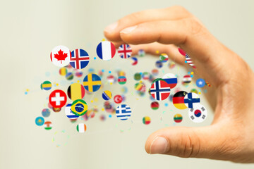 World map with all states and their flags