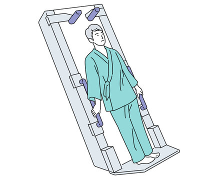 recommend clip art: 人物イラスト 胃部X線 バリウム検査 男 シンプル