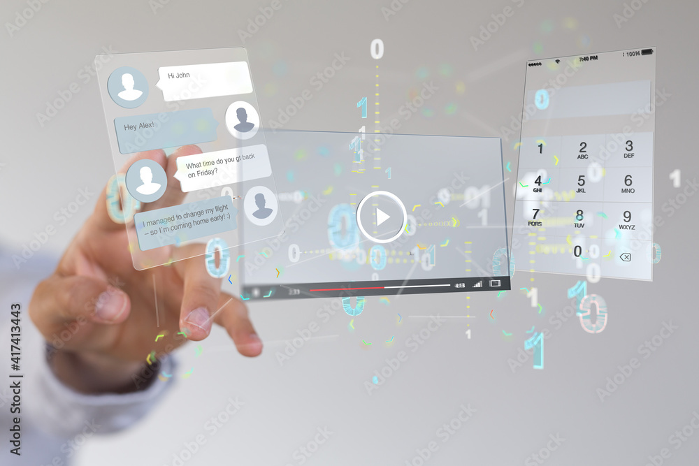 Poster media develop interface web application in hand