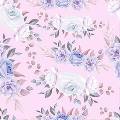 Romantic flower seamless pattern with purple flower decoration