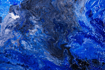 Acrylic art blue  background. Abstract paint texture.