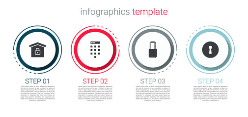 Set House under protection, Password, Lock and Keyhole. Business infographic template. Vector.