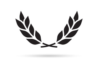 Laurel wreath icon. Award, winner and victory emblem. Branch with leaves. Vector illustration.