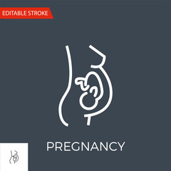 Pregnancy Thin Line Vector Icon. Flat Icon Isolated on the Black Background. Editable Stroke EPS file. Vector illustration.