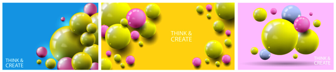 Astracts 3D Spheres, Glossy Ball, Realistic illustration,Banner or Poster design.