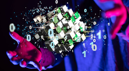 data Internet infrastructure concept. Abstract technology background. 3D rendering.