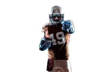 Football Player with a orange uniform coming out of a stadium tunnel.