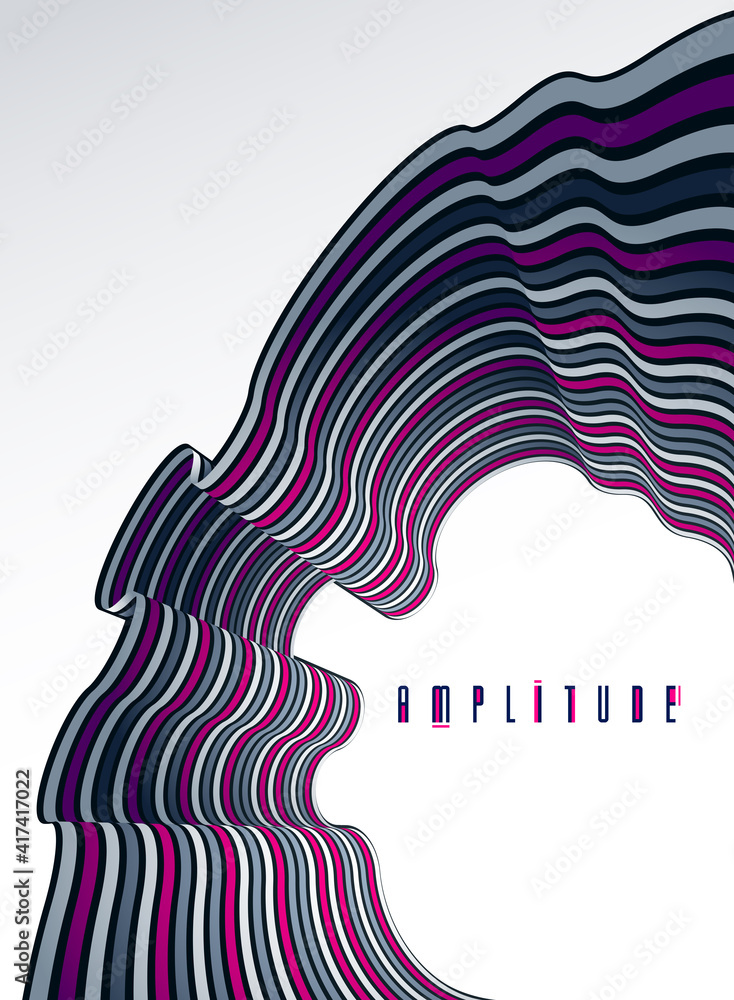 Poster abstract 3d trendy modern lines in perspective vector background, dimensional design cool element, f