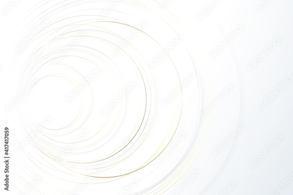 Poster abstract gold lines circle repeating luxury gold trim and white background. technology digital hi te
