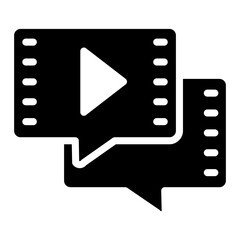 chat bubbles with video sign, video chat icon - obrazy, fototapety, plakaty