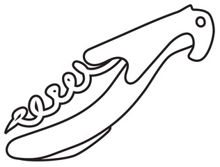 Doodle cartoon hipster style black and white vector illustration. A professional corkscrew bartender accessory tool and a crook. Good for wine bar restaurant menu decoration or ads.
