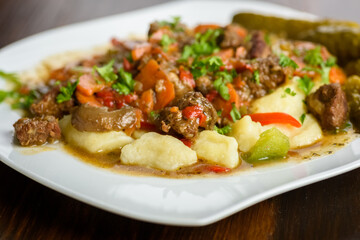potato dumplings with goulash
