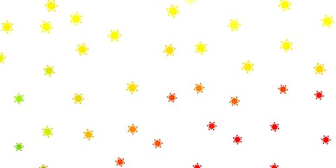 Light red, yellow vector backdrop with virus symbols.