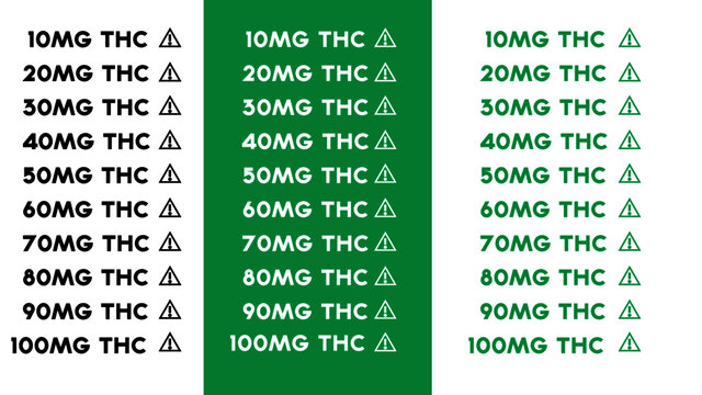 THC Weed Warning Potency Marijuanna,Product Label Icons Green White 420